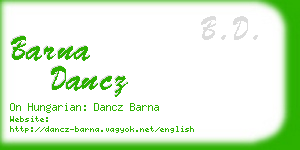 barna dancz business card